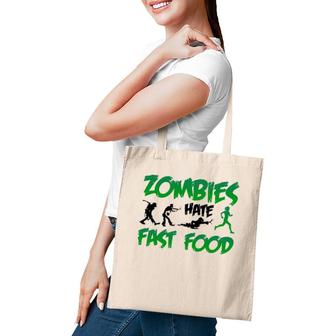 Funny Zombies Hate Fast Food Slow Runner Running Gift Tote Bag | Mazezy