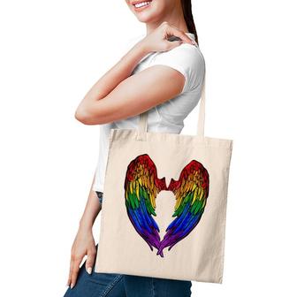 Gay Pride Month Rainbow Angels Wings Back Design Tote Bag | Mazezy