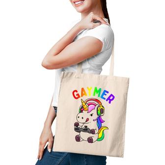 Gaymer Gay Pride Flag Lgbt Gamer Lgbtq Gaming Unicorn Gift Tote Bag | Mazezy