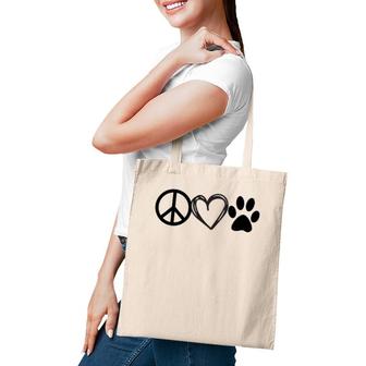 Girls Guys Dog & Cat Lover Peace Love Paws Puppy Kitty Tote Bag | Mazezy
