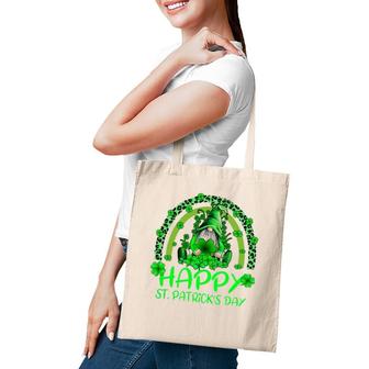 Gnome Holding Lucky Shamrock Rainbow Leopard St Patrick's Day Tote Bag | Mazezy