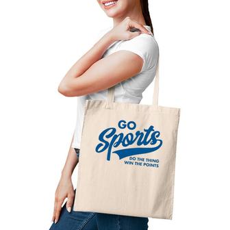 Go Sports Do The Thing Win The Points Funny Blue Tote Bag | Mazezy