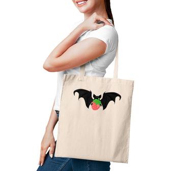 Goth Pastel Black Bat & Strawberry Zip Tote Bag | Mazezy