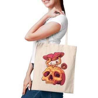 Goth Skull Mushrooms Mycologist Mycology Tote Bag | Mazezy