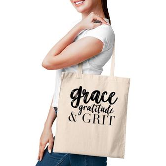 Grace, Gratitude, & Grit Graphic Tee Tote Bag | Mazezy