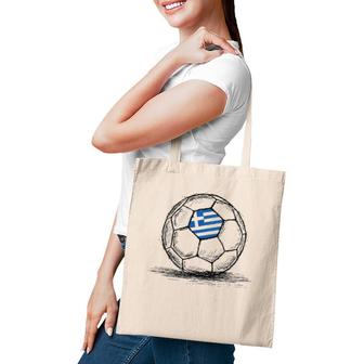 Greece Greek Flag Design On Soccer Ball Artsy Football Tote Bag | Mazezy