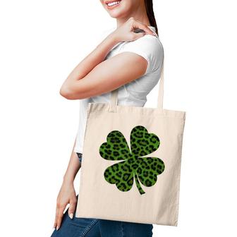 Green Leopard Shamrock Funny Irish Clover St Patrick's Day Tank Top Tote Bag | Mazezy