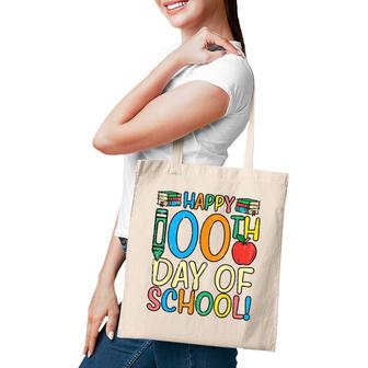 Happy 100Th Day Of School 100 Days Smarter Rainbow Leopard Tote Bag | Mazezy