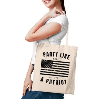 Happy Fourth Of July Party Like A Patriot Fun American Flag Tote Bag | Mazezy