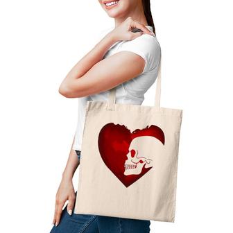 Heart Skull Happy Valentine's Day Tote Bag | Mazezy AU
