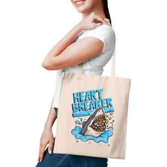 Heartbreaker Shark Eating Hearts Valentine's Day Tote Bag | Mazezy