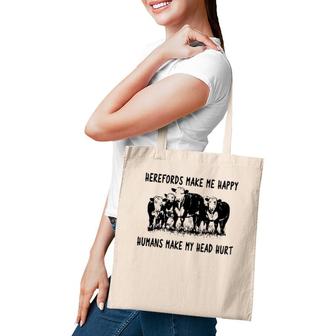 Herefords Make Me Happy Funny Farm Man Woman Gif Tote Bag | Mazezy