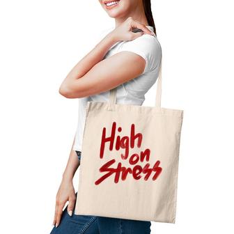 High On Stress Retro Red Spraypaint Graphic Raglan Baseball Tee Tote Bag | Mazezy