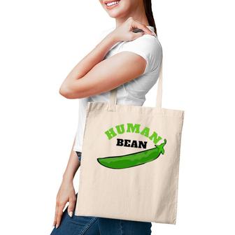 Human Bean Green And Black Print Tote Bag | Mazezy