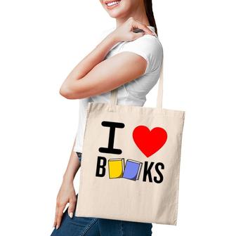 I Love Books Funny Book Lover Gift Tote Bag | Mazezy