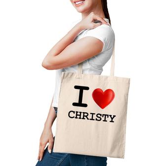 I Love Christy Heart Name Gift Tote Bag | Mazezy