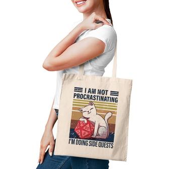 I'm Not Procrastinating I'm Doing Side Quests D20 Rpg Cat Tote Bag | Mazezy