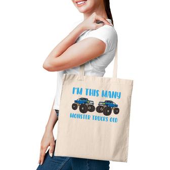 I'm This Many Monster Trucks Old Toddler 2 Years 2Nd Birthday Tote Bag | Mazezy