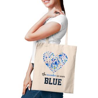 In November We Wear Blue Plant Heart Tote Bag | Mazezy