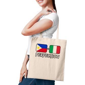 Italian And Filipino Perfection Mix Dna Flag Heritage Tote Bag | Mazezy
