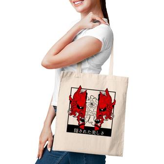 Japanese Demon Art Flower Devil Oni Harajuku Aesthetic Tote Bag | Mazezy