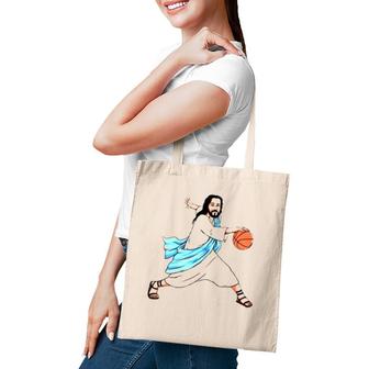 Jesus Play Basketball Funny Christian Tote Bag | Mazezy