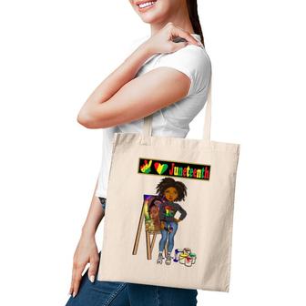 Juneteenth Black Women Melanin Peace Love Juneteenth Women Tote Bag | Mazezy