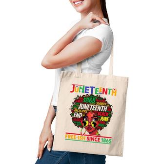 Juneteenth Free-Ish Since 1865 Afro Black Women Messy Bun Tote Bag | Mazezy