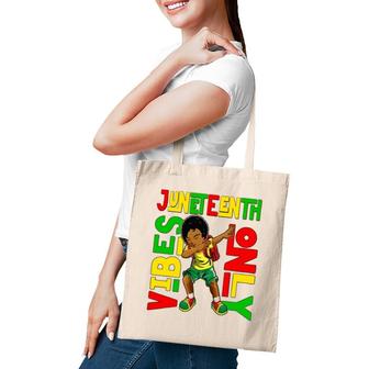 Juneteenth Vibes Only Kids Dabbing African American Boys Tote Bag | Mazezy