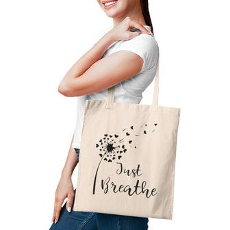 Just Breathe Dandelion Women Men Heart Shape Love Plus Size Tote Bag | Mazezy