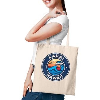 Kauai Hawaii Hi Vintage Nautical Waves Design Tote Bag | Mazezy
