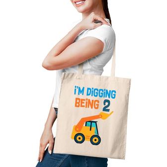 Kids 2 Years Old Birthday Digging Being Two Tote Bag | Mazezy