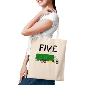Kids 5 Years Old Garbage Truck Birthday Party 5Th Birthday Tote Bag | Mazezy