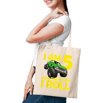 Kids I Am 5 And This Is How I Roll Monster Truck Tote Bag | Mazezy