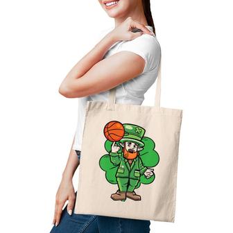 Kids Leprechaun St Patrick's Day Cool Basketball Clover Irish Gift Tote Bag | Mazezy