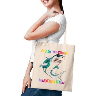 Kids Ready To Crush Kindergarten Fun Shark Animal Back To School Tote Bag | Mazezy