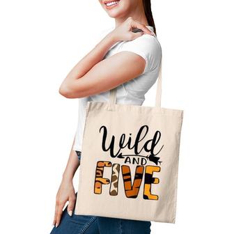 Kids Wild Five 5Th Birthday Boy Girl Fifth Bday 5 Years Old Tote Bag | Mazezy