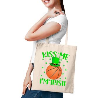 Kiss Me I'm Irish Leprechaun Hat Basketball St Patrick's Day Tote Bag | Mazezy