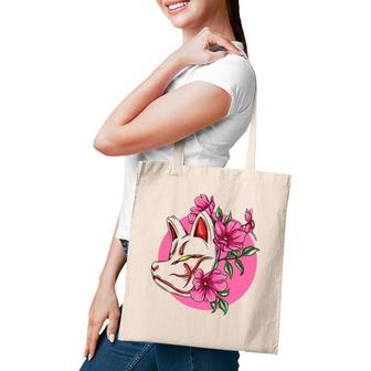 Kitsune Nine Tailed Fox Sakura Cherry Blossom Flowers Tote Bag | Mazezy