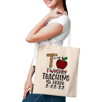 Leopard Teaching 1St Grade On Twosday Funny Teacher Women Tote Bag | Mazezy