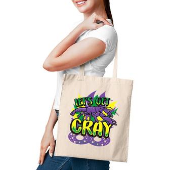 Let's Get Cray Mardi Gras Parade Novelty Crawfish Gift Tote Bag | Mazezy