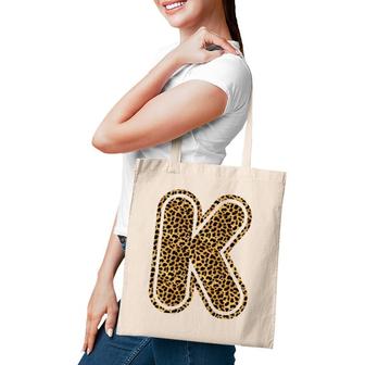 Letter K Leopard Print Initial Case Funny Birthday Gift Tote Bag | Mazezy