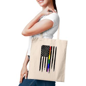 Lgbt Gay Pride Thin Line American Flag Tote Bag | Mazezy
