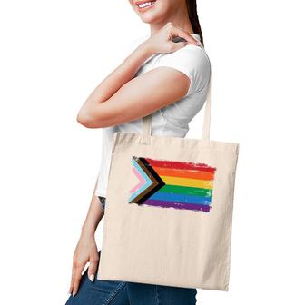 Lgbtq Progress Pride Flag Vintage Paint Style Tote Bag | Mazezy