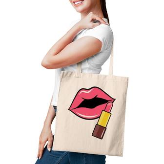 Lips Cosmetics Lipstick Make-Up Design Tote Bag | Mazezy