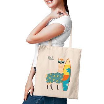 Llama T Aloha Summer Surfing Waves Tote Bag | Mazezy