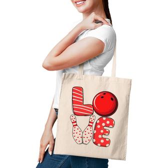 Love Bowling Ball And Pins Group Matching Valentine Bowling Tote Bag | Mazezy