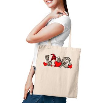 Love Gnomes Leopard Plaid Heart Valentine Clothes Tote Bag | Mazezy