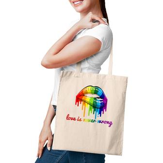 Love Is Never Wrong Lgbt Quote Gay Pride Rainbow Lips Gift Raglan Baseball Tee Tote Bag | Mazezy