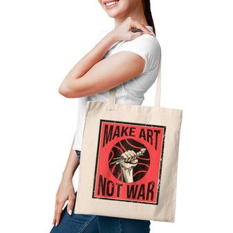 Make Art Not War Art Student Illustrations Raglan Baseball Tee Tote Bag | Mazezy